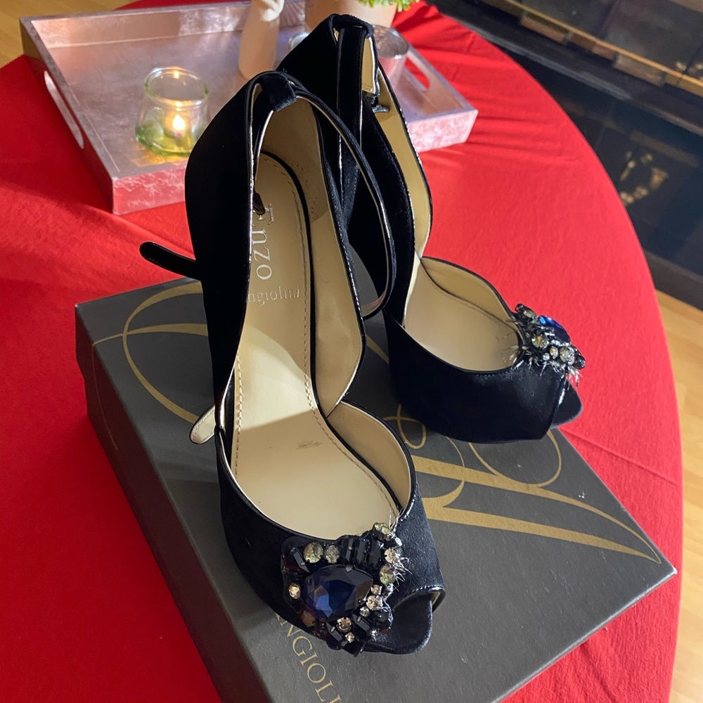 Enzo Angiolini black suede heels